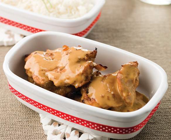 Frango satay com arroz jasmin