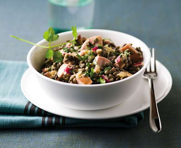 Salade de lentilles et cervelas