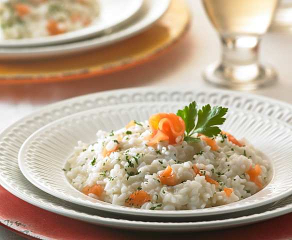Risotto con salmón ahumado