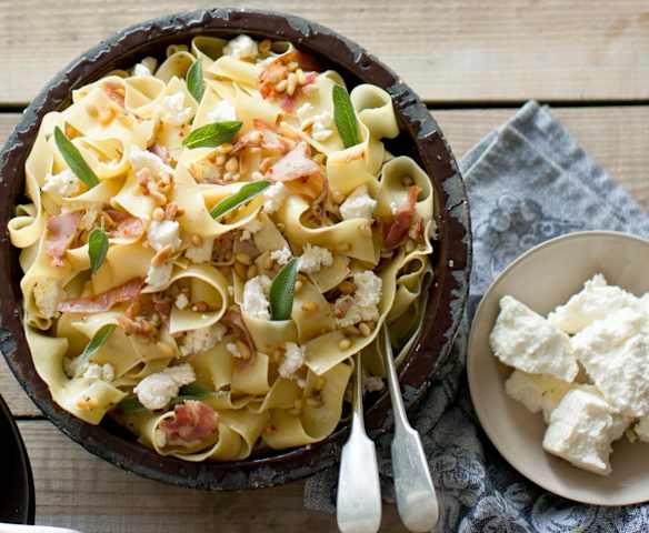 Pancetta, pine nut and ricotta pappardelle
