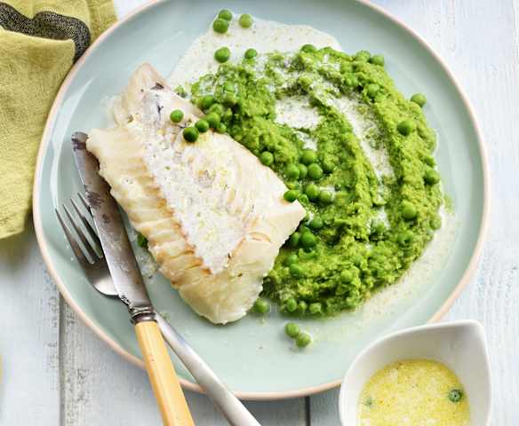 Dos d'églefin et purée de petits pois