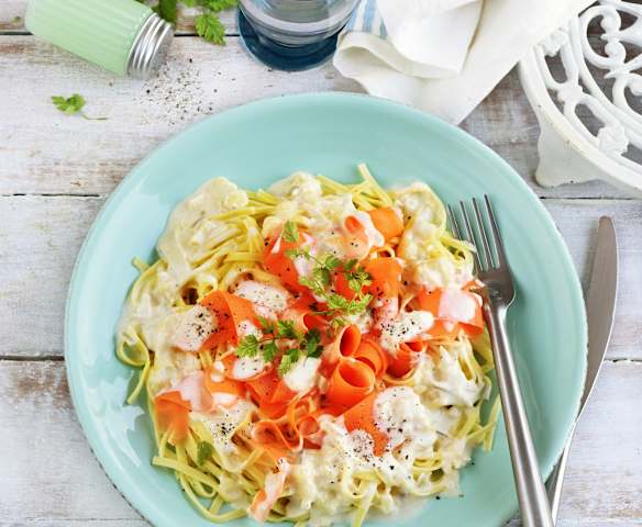 Fettucines aux carottes et crème au brie Fettucines aux carottes et crème au brie