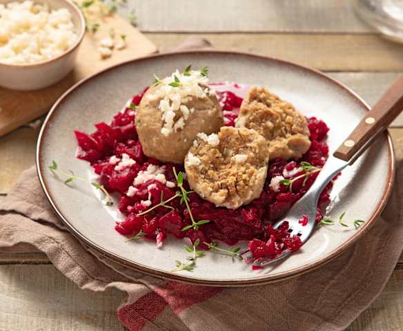 Bohnenknöderl mit Rote-Rüben-Gemüse