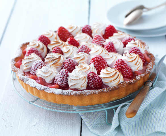 Tarte meringuée fraise-rhubarbe