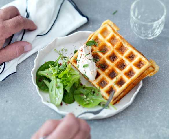 Gaufres de pomme de terre au jambon