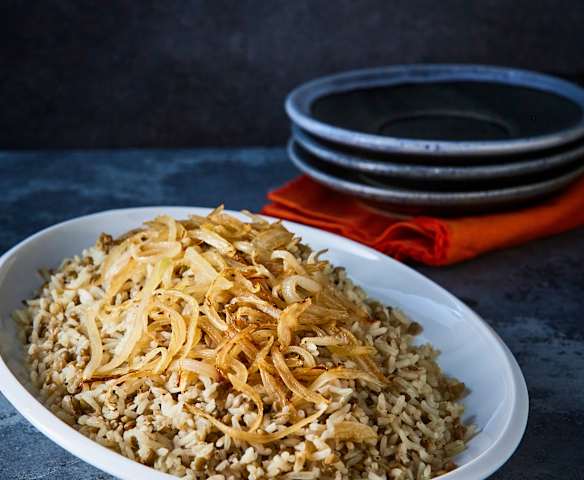 Mujaddara (arroz con lentejas)