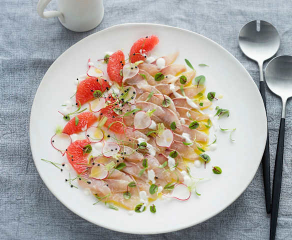 Ruby kingfish with citrus yoghurt dressing Ruby kingfish with citrus yoghurt dressing