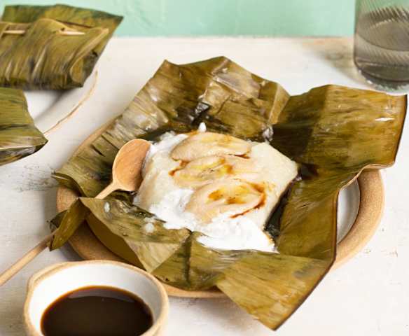 Papillotes de riz gluant à la coco et banane