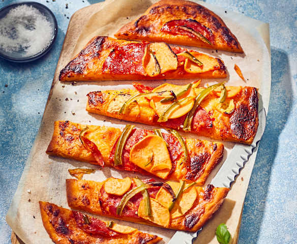 Slaný koláč s batáty a chorizem