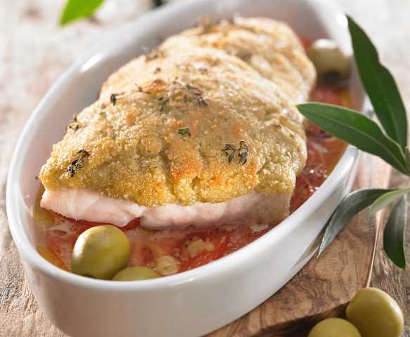Fischfilet mit Oliven-Käse-Kruste