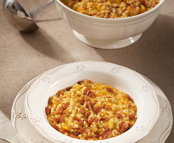 Guiso de judías pintas con arroz