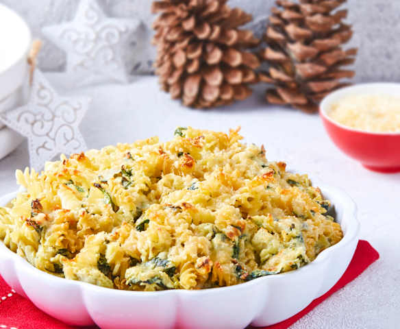 Pasta gratinada con espinaca y alcachofas TM6