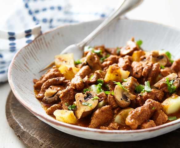 Malzbiergyros mit Kartoffeln und Champignons