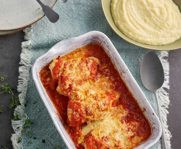 Chicken Breasts Pizzaiola with Celeriac and Potato Purée