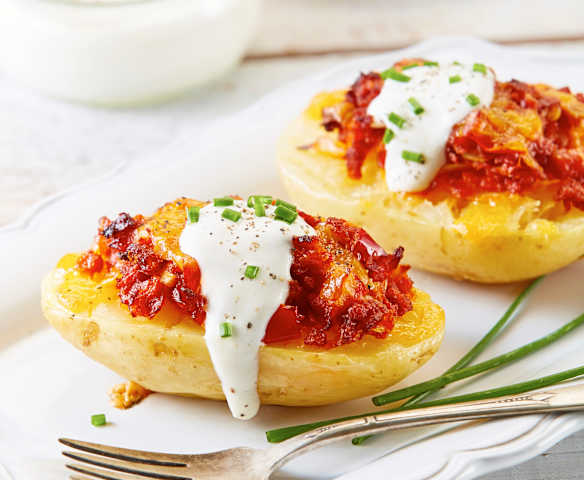 Papa rellena de chorizo vegetariano