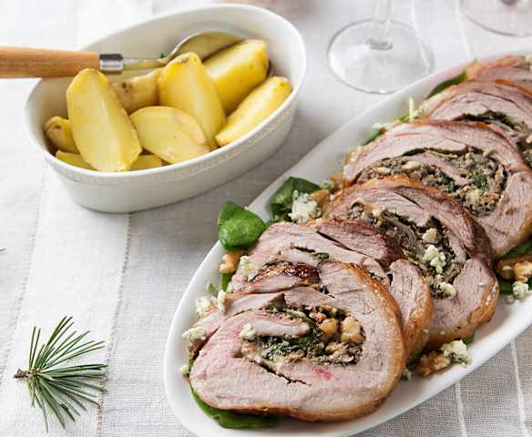 Ternera rellena de champiñones y queso azul