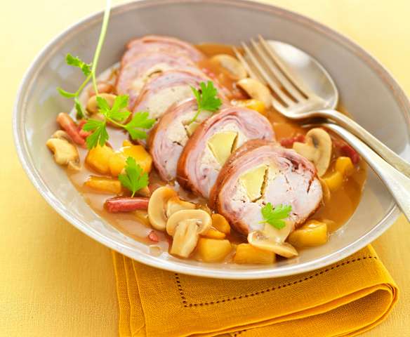 Râbles de lapin farcis à la normande