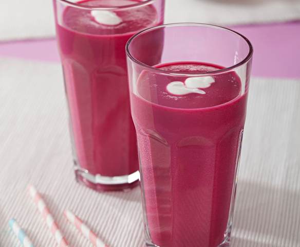 Batido de remolacha, frambuesa y naranja