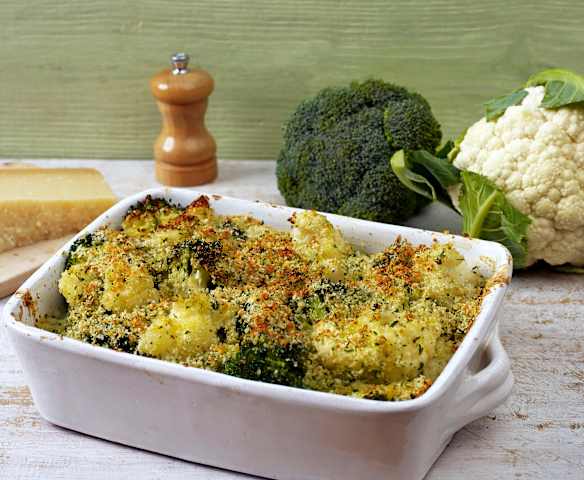 Cauliflower and Broccoli Gratin