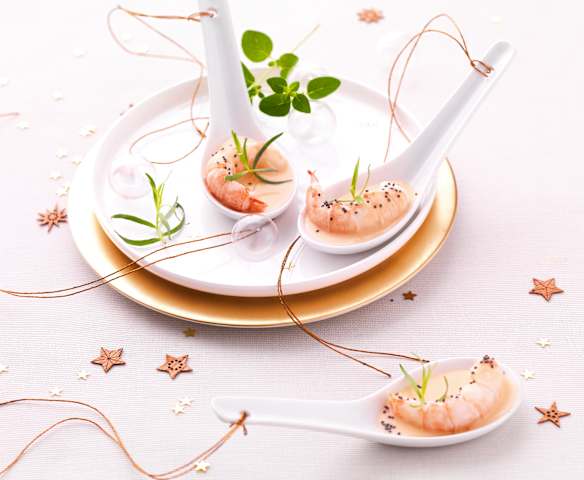 Cuillères de langoustine au cognac