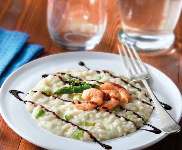 Risotto gamberetti, asparagi e yogurt