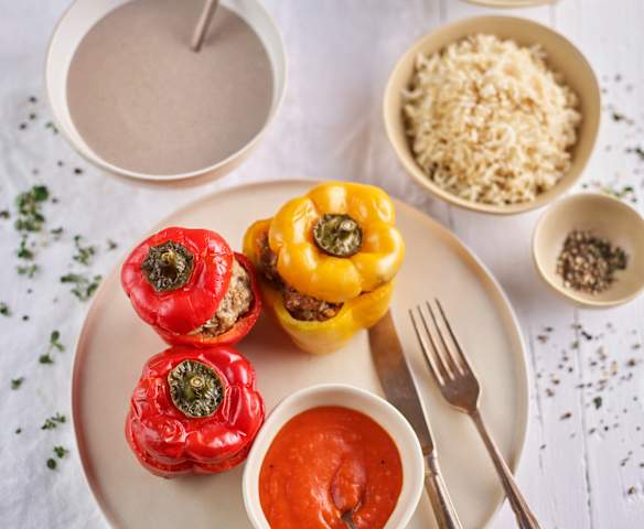 Menù: Vellutata di funghi; peperoni ripieni con riso e salsa di pomodoro (Bimby Friend) Menù: Vellutata di funghi; peperoni ripieni con riso e salsa di pomodoro (Bimby Friend)