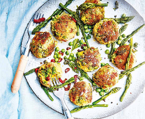 Cromesquis aux asperges vertes et petits pois