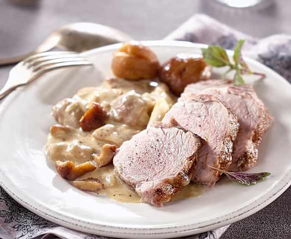 Filet mignon aux cèpes et châtaignes