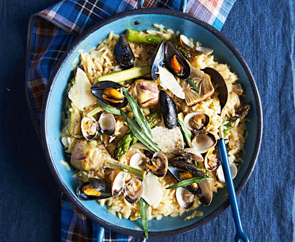 Pâtes façon risotto aux coquillages