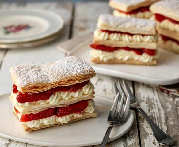 Mini Strawberry and Elderflower Mille Feuille