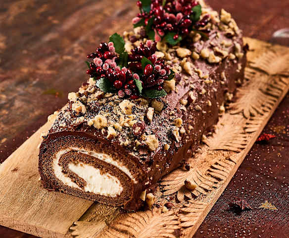 Bûche roulée noisette-café