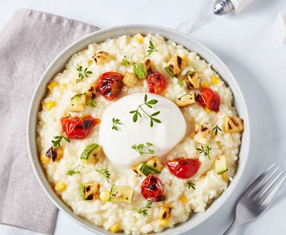 Sweet Corn Risotto with Grilled Zucchini