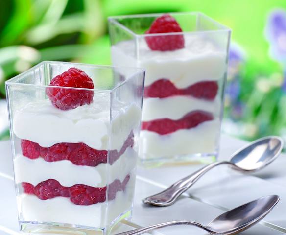 Mousse cioccolato bianco e lamponi