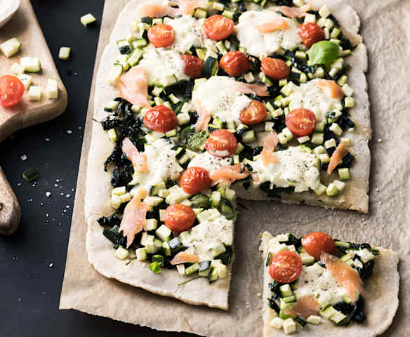 Pizza zucchine e spinaci (senza glutine)