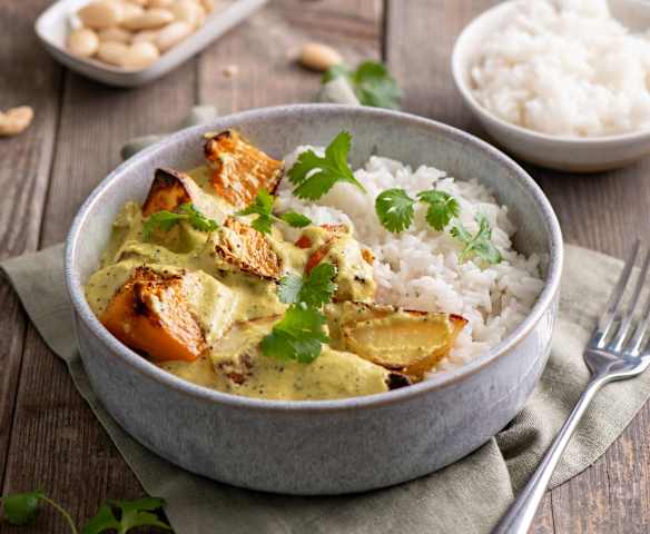 Korma z pieczonymi warzywami