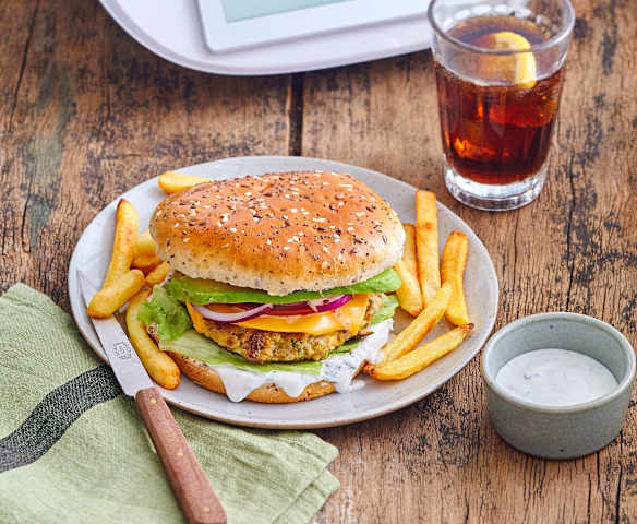 Burger maison au steak de pois chiches