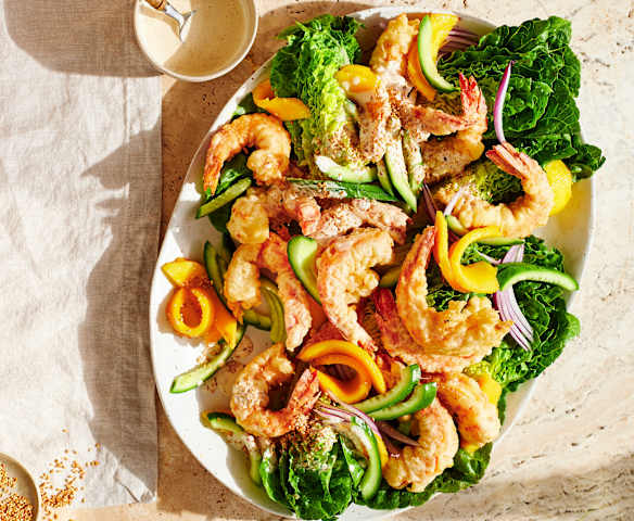 Prawn tempura with mango salad & spicy chilli dressing