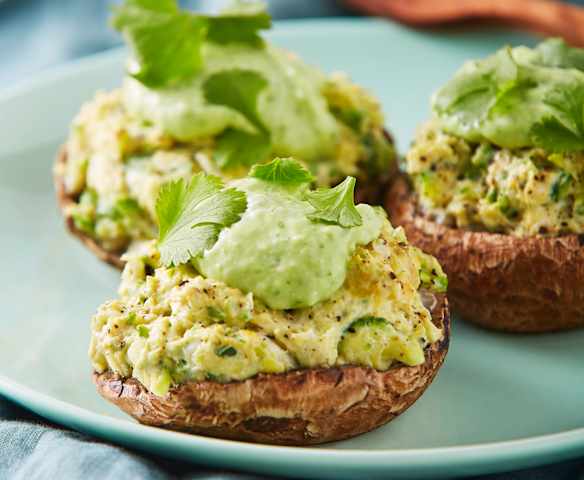 Portobellos rellenos de pollo low carb