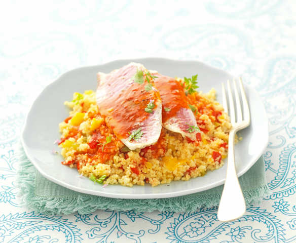Couscous au rouget et aux poivrons