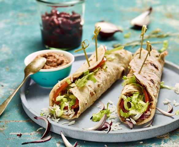 Tortilly s fazolovou pomazánkou