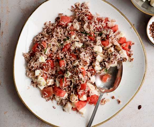 Rice Salad with Watermelon and Mozzarella