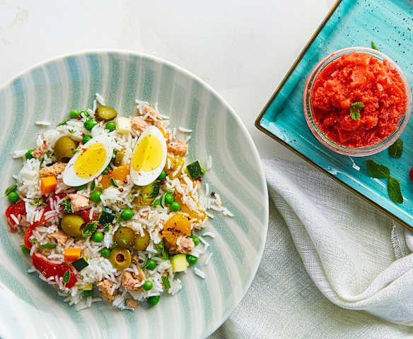 Menù: Insalata di riso basmati e sorbetto alla frutta (Bimby Friend)