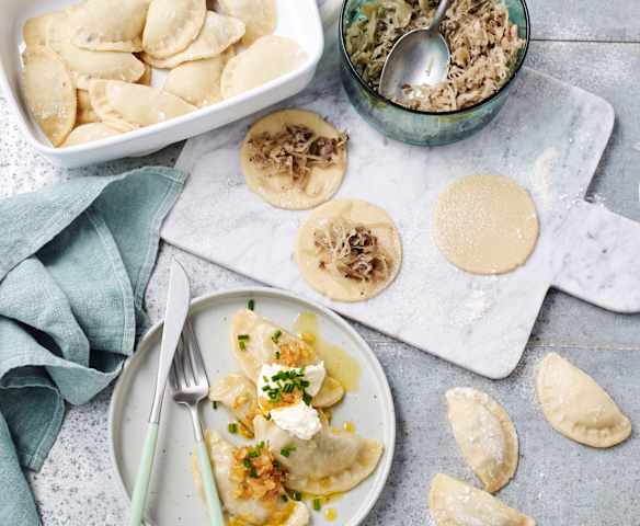 Mushroom and sauerkraut pierogi