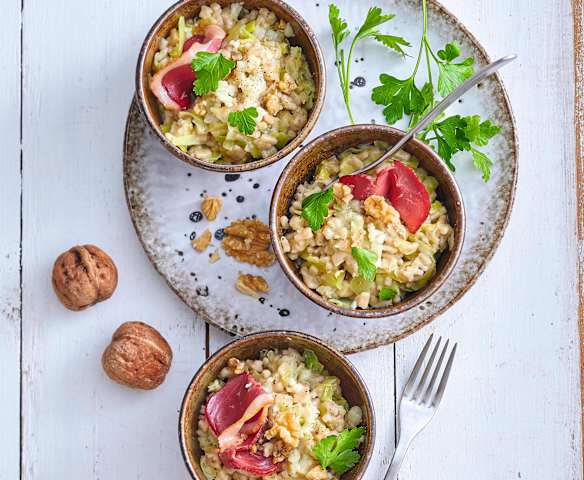 Crozotto au magret fumé et au fromage de brebis