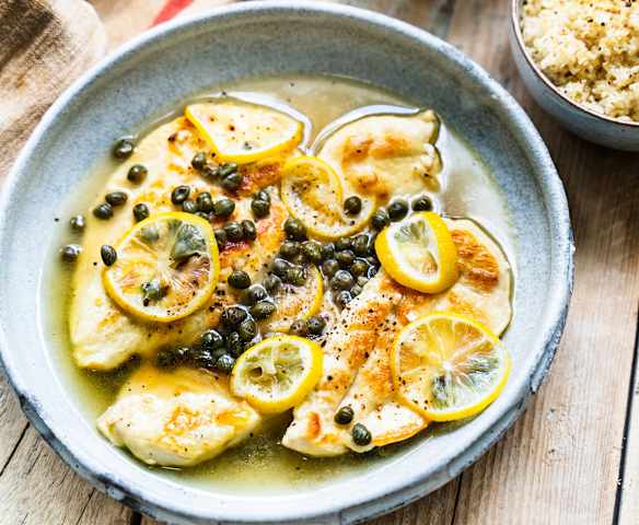 Poulet piccata, boulgour au citron