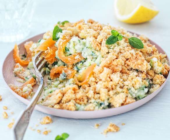 Crumble de truite fumée aux herbes