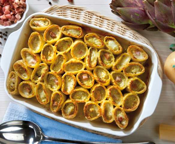 Paccheri ripieni di carciofi gratinati