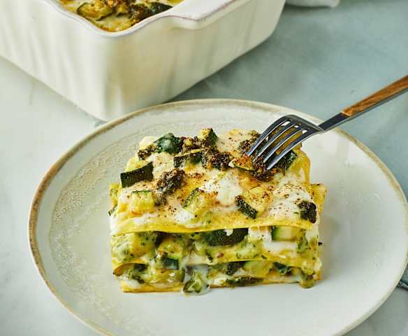 Lasagna rucola, zucchine e formaggio di capra