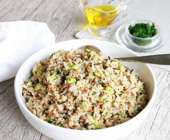 Arroz multigrãos com edamame