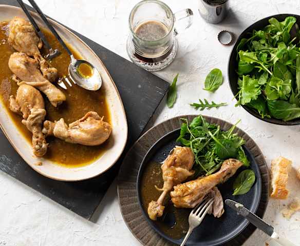 Pollo a la cerveza negra